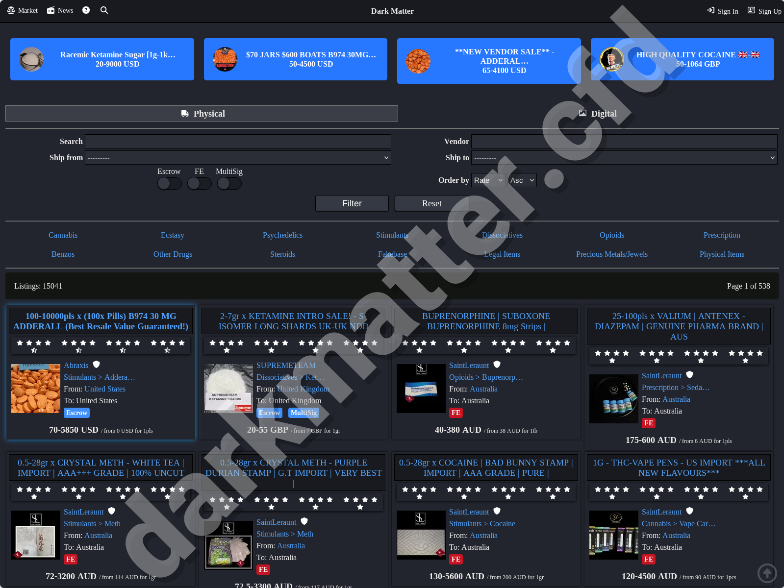 Dark Matter Darknet Market homepage - Dark Matter Market Link 2026